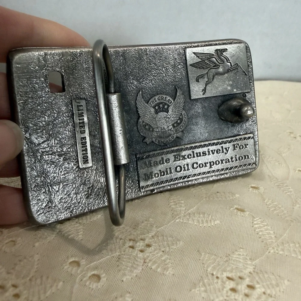 Vintage Mobil Safe Years Pegasus Belt Buckle Limited Edition Mobil‎ Oil